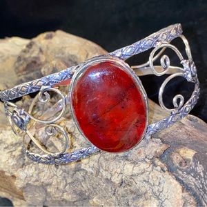 Sale * Red Flash Labradorite handcrafted cuff